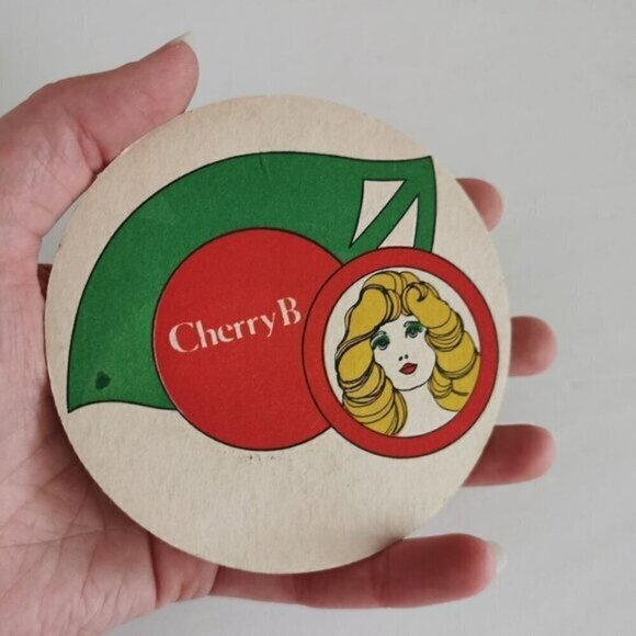 Vintage Cherry B Coaster 70s Woman Wine Cocktail Beer Mat 2-Sided Breweriana - Picture 2 of 3